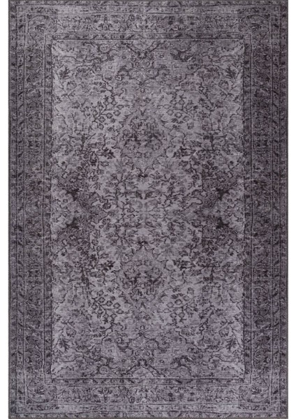 Invernes Klasik Lila Polyester Dikdörtgen Modern Desenli Pamuk Makinada Yıkanabilir Hav Toz Vermez Leke Tutmayan Kaymaz Taban Dijital Makine Baskı Salon Yolluk Mutfak Halı