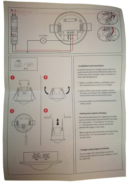 Sıva Altı Pır Hareket Sensörü 360 Delik Çap 62MM