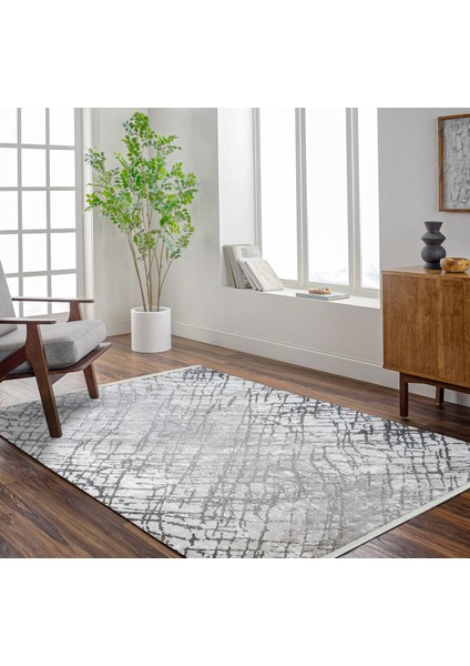 Gri Geometrik Etnik Modern Desenli Pamuk Makinada Yıkanabilir Hav Toz Vermez Leke Tutmayan Kaymaz Taban Dijital Makine Baskı Salon Yolluk Mutfak Halı fırsatları