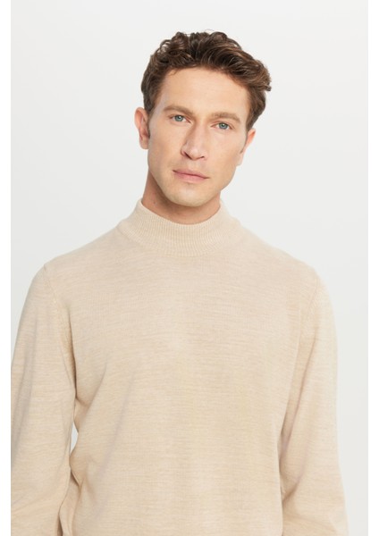 ALTINYILDIZ CLASSICS Erkek Bej Tüylenme Yapmayan Standart Fit Normal Kesim Yarım Balıkçı Yaka Triko Kazak fırsatları