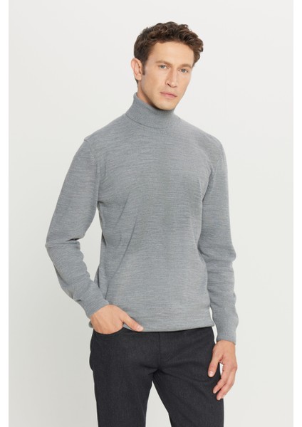 ALTINYILDIZ CLASSICS Erkek Gri Melanj Tüylenme Yapmayan Anti Pilling Özellikli Standart Fit Tam Balıkçı Yaka Triko Kazak fırsatları