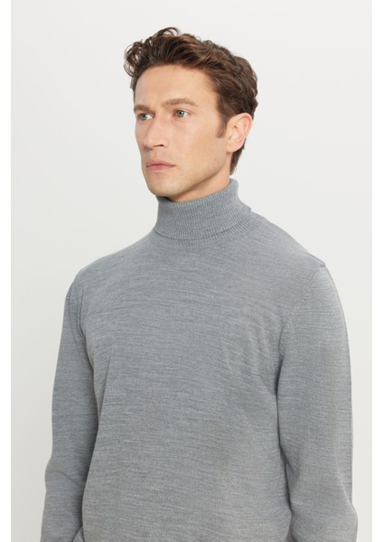 ALTINYILDIZ CLASSICS Erkek Gri Melanj Tüylenme Yapmayan Anti Pilling Özellikli Standart Fit Tam Balıkçı Yaka Triko Kazak indirimleri