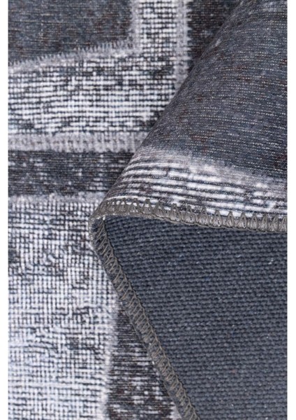 Chichester Patchwork Siyah Polyester Dikdörtgen Modern Desenli Pamuk Makinada Yıkanabilir Hav Toz Vermez Leke Tutmayan Kaymaz Taban Dijital Makine Baskı Salon Yolluk Mutfak Halı fırsatları