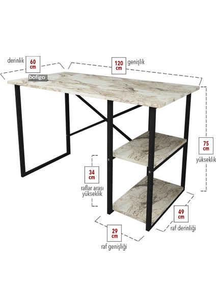 2 Raflı Çalışma Masası Bilgisayar Masası Ofis Ders Masası + 5 Raflı Kitaplık Metal Kitaplık Beyaz fiyatları