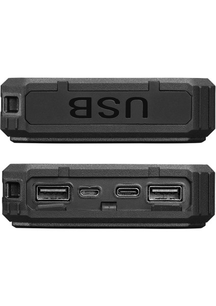 P120 12000MAH Prm 2-Usb+Type-C+Micro LED LAMBA+1.2W Solar Panelli Siyah Taşınabilir Power