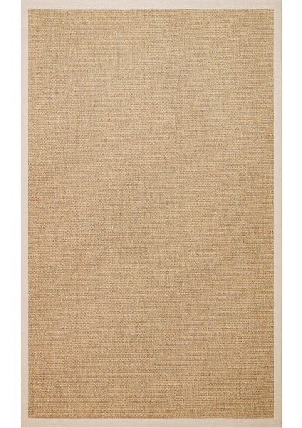 Bej Çerçeveli Etnik Modern Desenli Poliproplen Hav Vermeyen Leke Tutmayan Kolay Temizlenen Yumuşak Makine Salon Yolluk Mutfak Halı