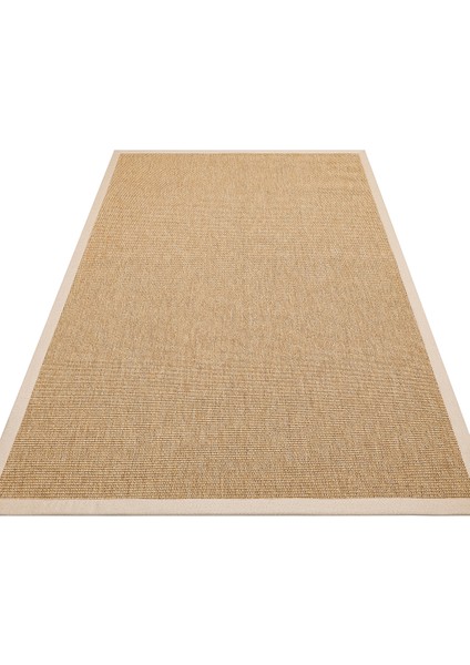 Bej Çerçeveli Etnik Modern Desenli Poliproplen Hav Vermeyen Leke Tutmayan Kolay Temizlenen Yumuşak Makine Salon Yolluk Mutfak Halı indirimleri