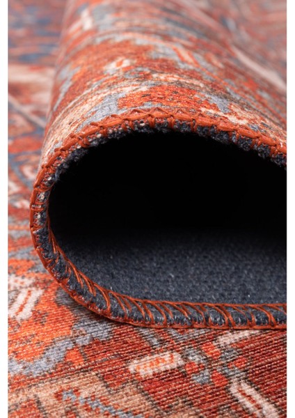 Derry Klasik Turuncu Polyester Dikdörtgen Modern Desenli Pamuk Makinada Yıkanabilir Hav Toz Vermez Leke Tutmayan Kaymaz Taban Dijital Makine Baskı Salon Yolluk Mutfak Halı modelleri