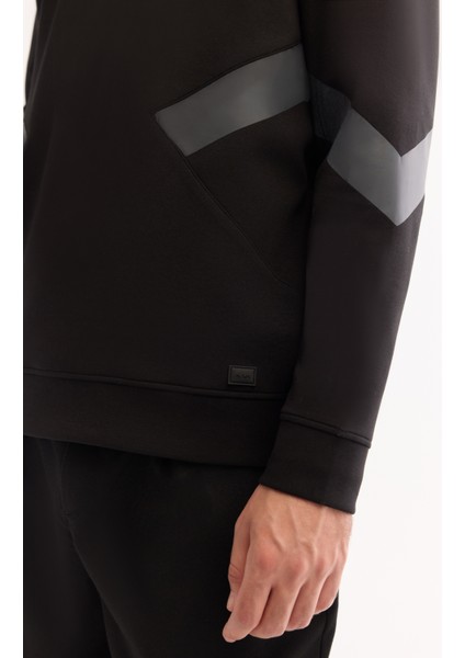 Erkek Siyah Bisiklet Yaka Pamuklu Bi-Stretch Baskılı Regular Fit Sweatshirt A52Y1296 modelleri