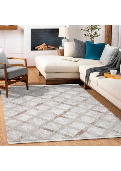 Geometrik Krem Pamuk Dikdörtgen Modern Desenli Pamuk Makinada Yıkanabilir Hav Toz Vermez Leke Tutmayan Kaymaz Taban Dijital Makine Baskı Salon Yolluk Mutfak Halı modelleri