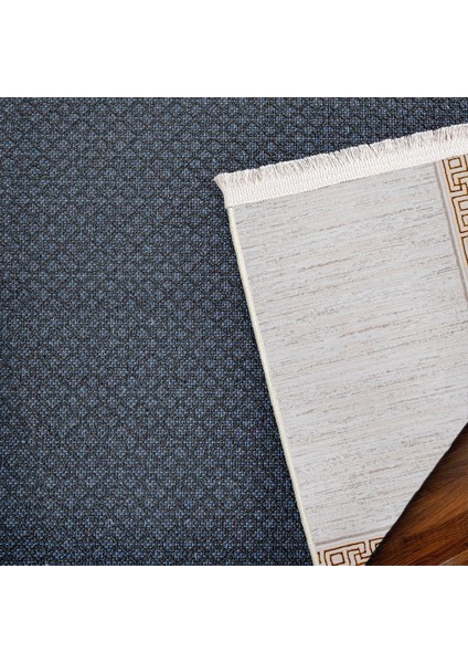 Gold Çerçeveli Etnik Modern Desenli Pamuk Makinada Yıkanabilir Hav Toz Vermez Leke Tutmayan Kaymaz Taban Dijital Makine Baskı Salon Yolluk Mutfak Halı indirimleri