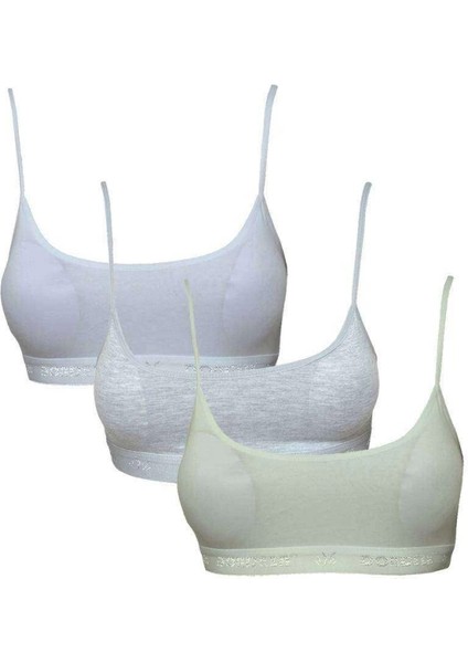 Pedli Ip Askılı Beyaz Gri ve Krem Büstiyer 3 Adet