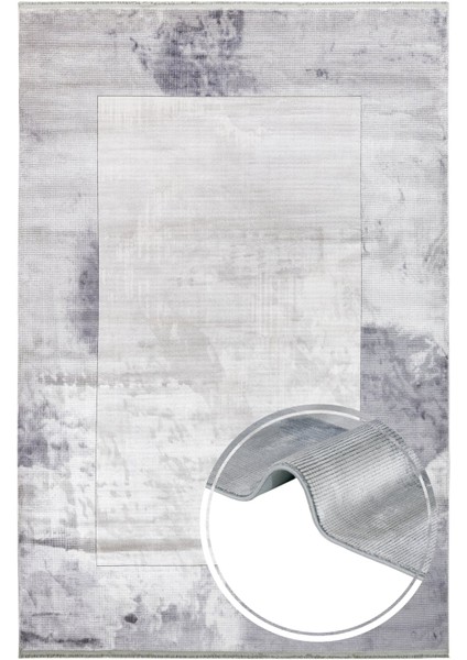 Geometrik Gri Viskon Dikdörtgen Modern Desenli Akrilik Hav Vermeyen Leke Tutmayan Kolay Temizlenen Yumuşak Makine Salon Yolluk Mutfak Halı