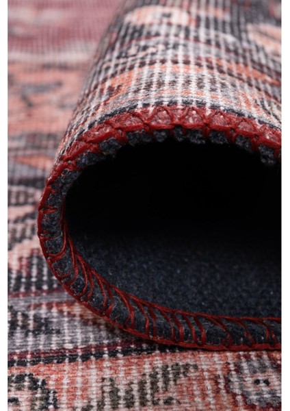 Carlisle Klasik Bordo Polyester Daire Modern Desenli Pamuk Makinada Yıkanabilir Hav Toz Vermez Leke Tutmayan Kaymaz Taban Dijital Makine Baskı Salon Yolluk Mutfak Halı modelleri