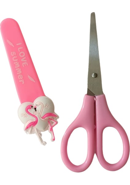 Figürlü Kağıt Makası - Çocuk Makası - 1 Adet- Flamingo Desenli modelleri