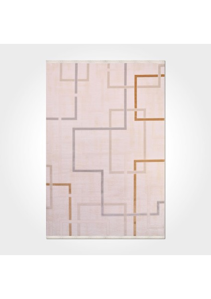 Nadia Geometrik Krem Akrilik Dikdörtgen Modern Desenli Akrilik Hav Vermeyen Leke Tutmayan Kolay Temizlenen Yumuşak Makine Salon Yolluk Mutfak Halı