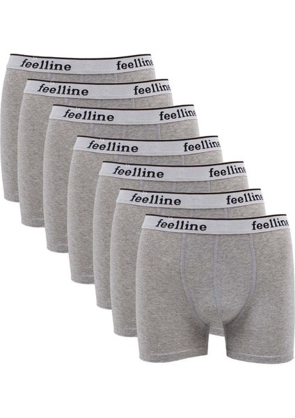 7 Adet Feelline Gri Pamuklu Doğal Likralı Erkek Boxer