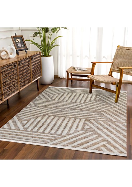 Bej Modern Etnik Desenli Pamuk Makinada Yıkanabilir Hav Toz Vermez Leke Tutmayan Kaymaz Taban Dijital Makine Baskı Salon Yolluk Mutfak Halı fiyatları