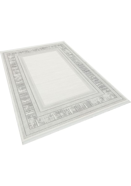 Xerxes Gri Çerçeveli Etnik Modern Desenli Viskon Hav Vermeyen Leke Tutmayan Kolay Temizlenen Yumuşak Makine Salon Yolluk Mutfak Halı fırsatları