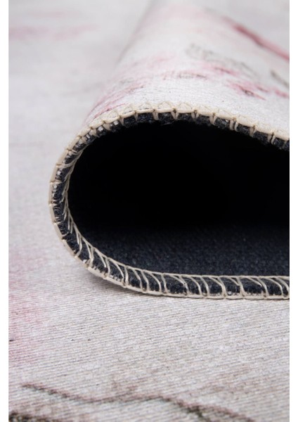 Ely Çiçekli Pembe Polyester Kare Modern Desenli Pamuk Makinada Yıkanabilir Hav Toz Vermez Leke Tutmayan Kaymaz Taban Dijital Makine Baskı Salon Yolluk Mutfak Halı modelleri