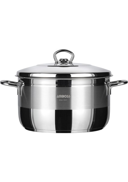 Ambos Saphire Paslanmaz Çelik 22 cm Çelik Kapaklı Derin Tencere