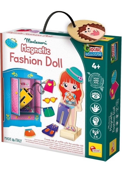 Montessori Manyetik Kız Giydirme Ahşap Moda Bebek Seti – 26 Parça Kıyafet ve 3D Gardırop fırsatları