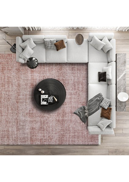 Pembe Modern Etnik Desenli Pamuk Makinada Yıkanabilir Hav Toz Vermez Leke Tutmayan Kaymaz Taban Dijital Makine Baskı Salon Yolluk Mutfak Halı modelleri