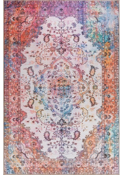 Lancaster Klasik Krem Polyester Dikdörtgen Modern Desenli Pamuk Makinada Yıkanabilir Hav Toz Vermez Leke Tutmayan Kaymaz Taban Dijital Makine Baskı Salon Yolluk Mutfak Halı
