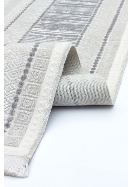 Xerxes Gri Çerçeveli Etnik Modern Desenli Viskon Hav Vermeyen Leke Tutmayan Kolay Temizlenen Yumuşak Makine Salon Yolluk Mutfak Halı modelleri