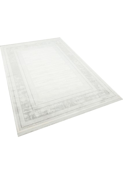 Xerxes Gri Çerçeveli Etnik Modern Desenli Viskon Hav Vermeyen Leke Tutmayan Kolay Temizlenen Yumuşak Makine Salon Yolluk Mutfak Halı indirimleri