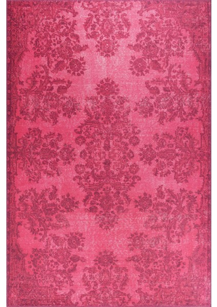 Plymouth Klasik Fuşya Polyester Dikdörtgen Modern Desenli Pamuk Makinada Yıkanabilir Hav Toz Vermez Leke Tutmayan Kaymaz Taban Dijital Makine Baskı Salon Yolluk Mutfak Halı