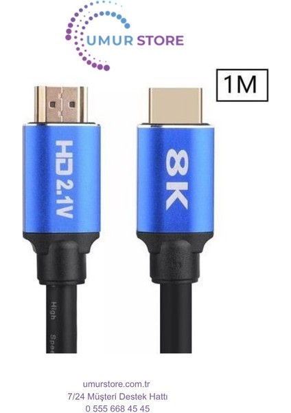 8k Ultra Hd 2.1V 48GBPS Altın Kaplama HDMI Kablo UHD 1 Metre