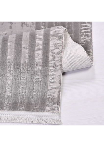 Harper Çizgili Gri Akrilik Kare Modern Desenli Akrilik Hav Vermeyen Leke Tutmayan Kolay Temizlenen Yumuşak Makine Salon Yolluk Mutfak Halı modelleri