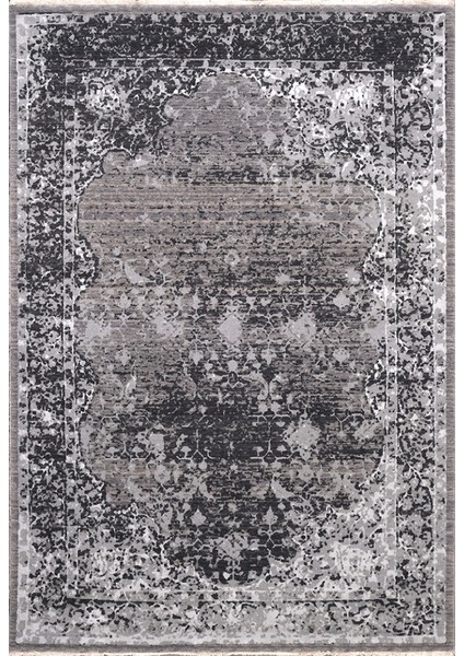 Keyshawn Çerçeveli Antrasit Bambu Dikdörtgen Modern Desenli Akrilik Hav Vermeyen Leke Tutmayan Kolay Temizlenen Yumuşak Makine Salon Yolluk Mutfak Halı