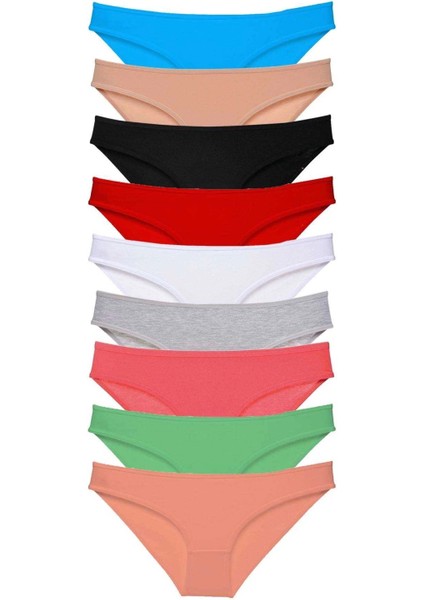 9 Adet Süper Eko Set Likralı Kadın Slip Külot Tüm Renkler