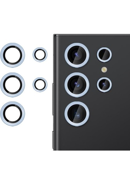 Samsung Galaxy S22 Ultra Kamera Lens Koruyucu ''Safir Cam & Kolay Kurulum'' (Mavi)