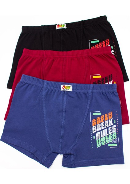 Erkek Çocuk Boxer 3'lü Baskılı (%96 Pamuk - %4 Elastan)