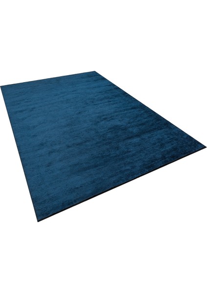 Swain Lacivert Düz Etnik Modern Desenli Pamuk Hav Vermeyen Leke Tutmayan Kolay Temizlenen Yumuşak Makine Salon Yolluk Mutfak Halı