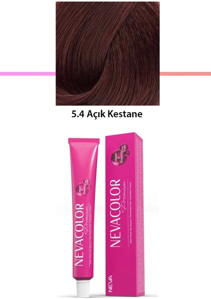Premium 5.4 Açık Kestane - Kalıcı Krem Saç Boyası 50 G Tüp