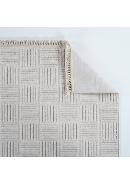 Krem Geometrik Etnik Modern Desenli Hav Vermeyen Leke Tutmayan Kolay Temizlenen Yumuşak Makine Salon Yolluk Mutfak Halı fırsatları