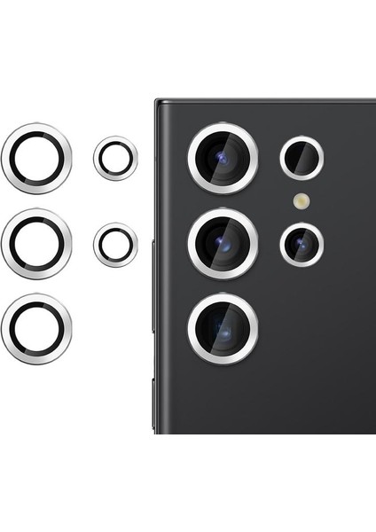 Samsung Galaxy S22 Ultra Kamera Lens Koruyucu ''Safir Cam & Kolay Kurulum'' (Gümüş)