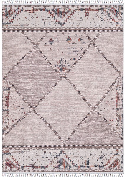 Trzebinia Kahverengi Modern Etnik Desenli Makinada Yıkanabilir Hav Toz Vermez Leke Tutmayan Kaymaz Taban Dijital Makine Baskı Salon Yolluk Mutfak Halı