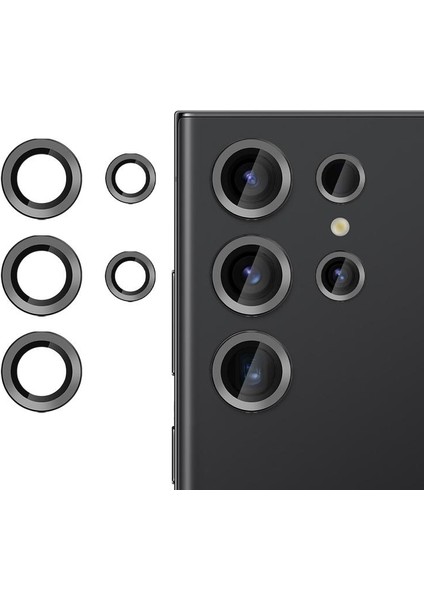Samsung Galaxy S22 Ultra Kamera Koruyucu Lens Alüminyum Alışımlı Safir Cam Kolay Kurulum [3+2] Adet