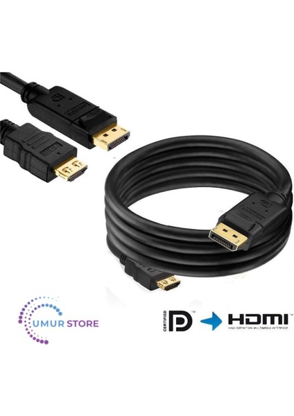 Displayport To HDMI Dönüştürücü Kablo 5 Metre
