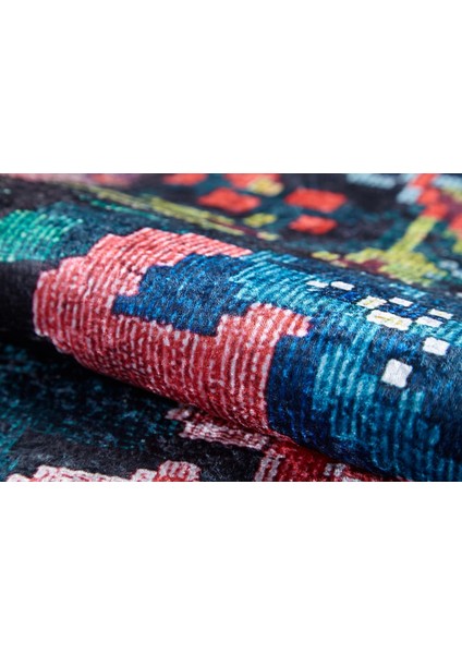 Biezun Siyah Patchwork Etnik Modern Desenli Makinada Yıkanabilir Hav Toz Vermez Leke Tutmayan Kaymaz Taban Dijital Makine Baskı Salon Yolluk Mutfak Halı indirimleri