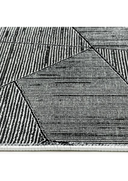 Praneeth Gri Geometrik Etnik Modern Desenli Kadife Makinada Yıkanabilir Hav Toz Vermez Leke Tutmayan Kaymaz Taban Dijital Makine Baskı Salon Yolluk Mutfak Halı modelleri