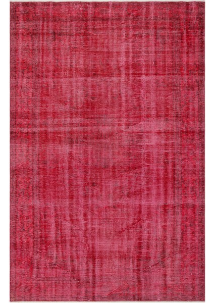 Atina Kırmızı Eskitme Yün Modern Desenli Yün Hav Toz Vermez Leke Tutmayan Salon Yolluk Mutfak El Dokuma Halı