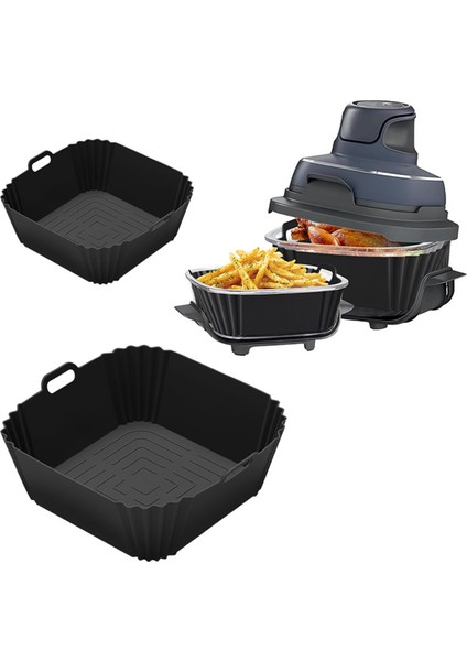 Ninja Crispi FN101GY Hava Fritözü Için 2 Adet Silikon Kaplamalar Yeniden Kullanılabilir Hava Fritözü Tencere Fırın Kaplamaları Derin Fritöz Parçaları A (Yurt Dışından) fırsatları
