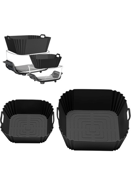 Ninja Crispi FN101GY Hava Fritözü Için 2 Adet Silikon Kaplamalar Yeniden Kullanılabilir Hava Fritözü Tencere Fırın Kaplamaları Derin Fritöz Parçaları A (Yurt Dışından) indirimleri