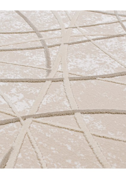 Rosie Çizgili Krem Akrilik Dikdörtgen Modern Desenli Akrilik Hav Vermeyen Leke Tutmayan Kolay Temizlenen Yumuşak Makine Salon Yolluk Mutfak Halı modelleri